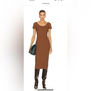 MAX MARA Caramba Dress Cable knit Cashmere blend midi dress brown small NEW